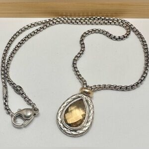 ALISA ITALY Sterling Citrine Traversa Circle 18k Yellow Gold Rondelle Necklace
